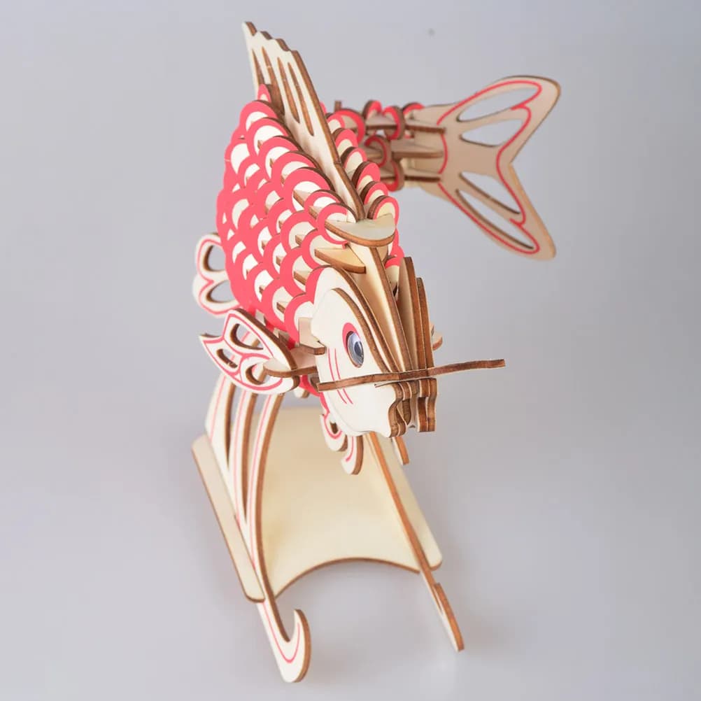 3D Carp Puzzle Wooden Diy Kit For Kids Educational Building Game Developmental Learning Gift Puzzles 3D Wood Puzzle For Children