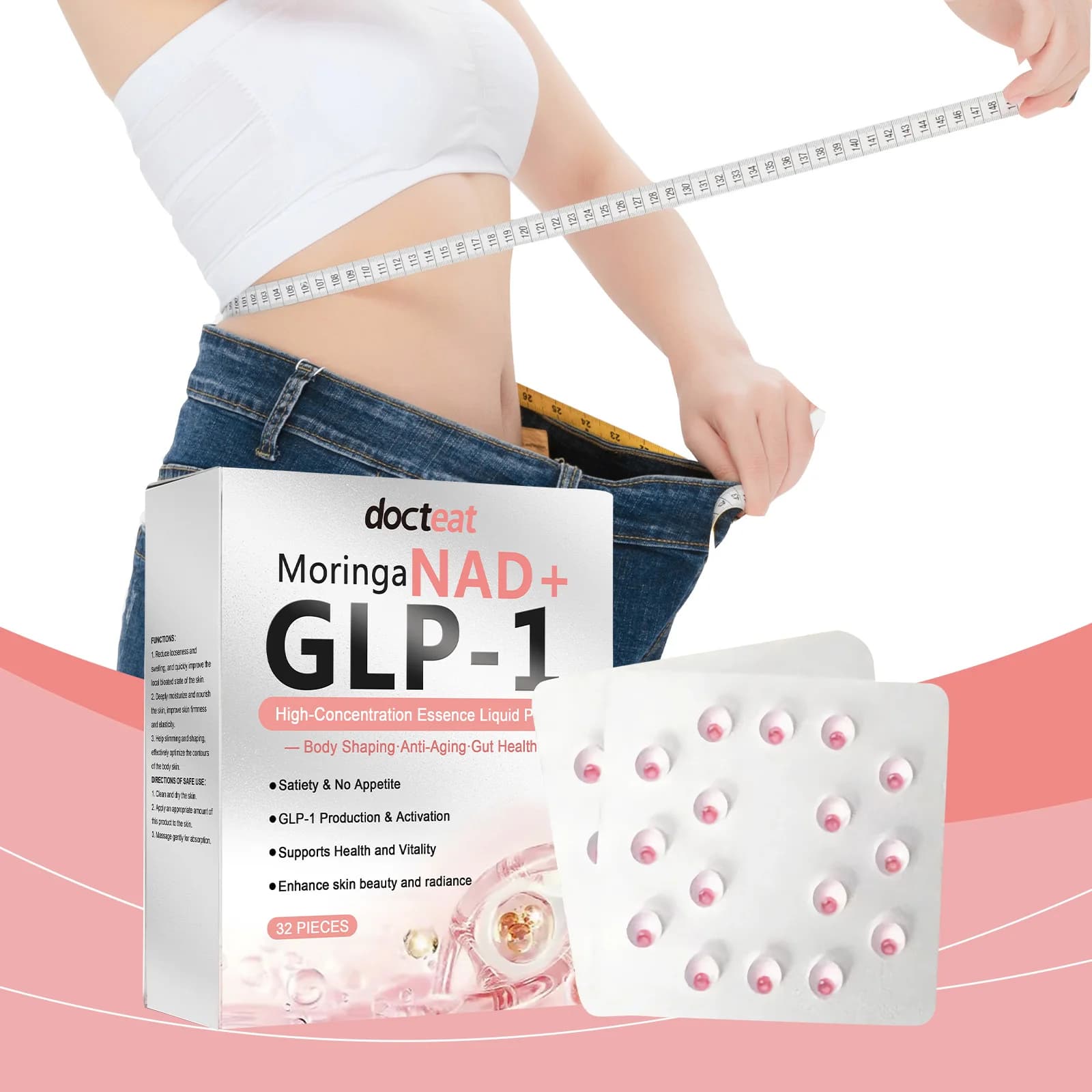 Glp-1 Slimming Health Super Concentrated Essence Pearl Contains Nad+ Lose Weight Stay Shape Natural Capsule Control Body Shape