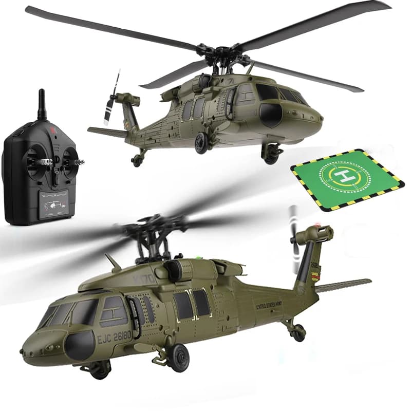 K170 RC Elicottero UH-60L Elicotteri brushless telecomandati a 4 canali con giroscopio e luce a LED Durevole aereo Wltoys giocattolo