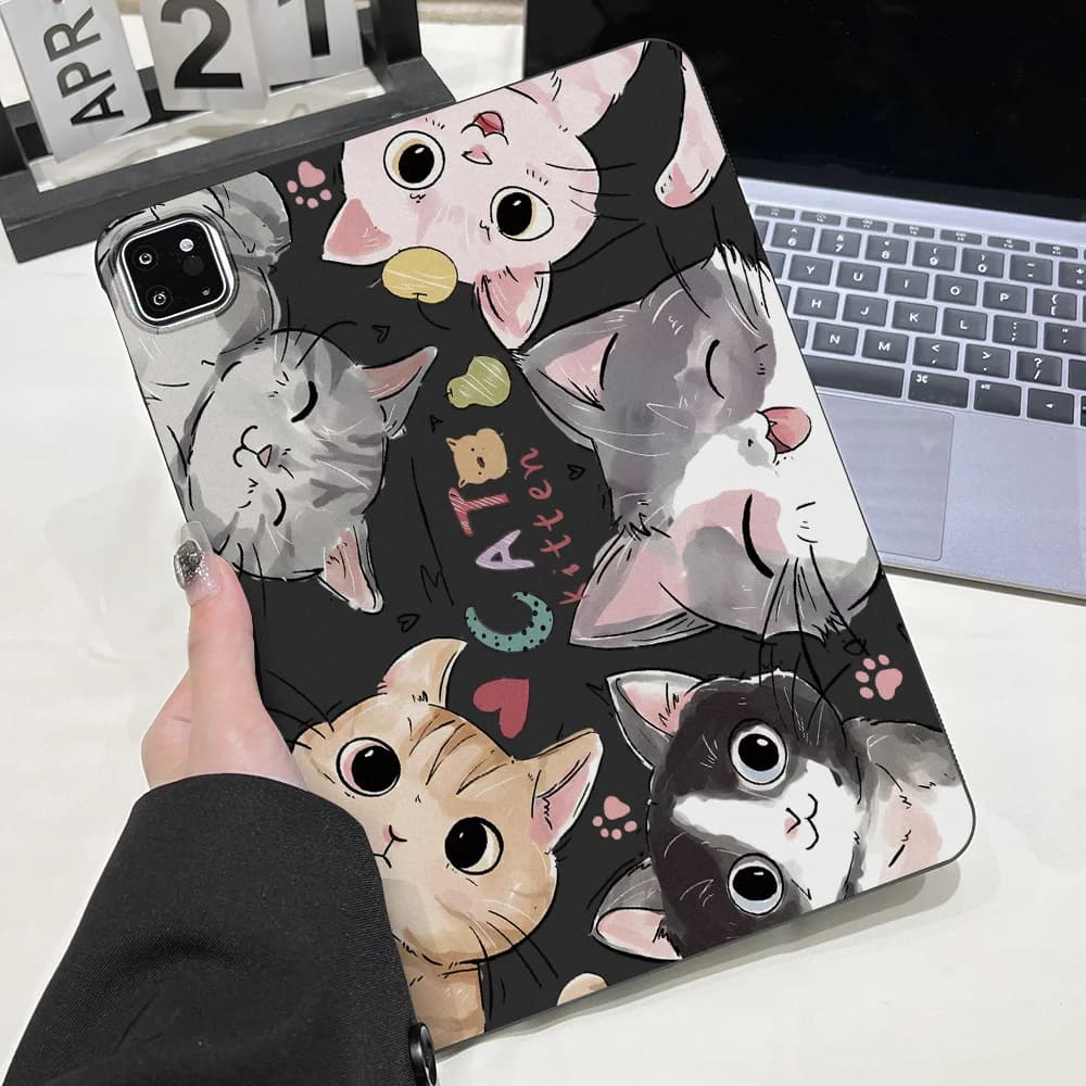 Custodia per Tablet a Forma di Gatto Carino per iPad Pro 13 11 M5 M4 2025 2024, Custodie per iPad Pro 9.7 10.5 12.9 2022 2021 2020 2018 Gen 6/5/4