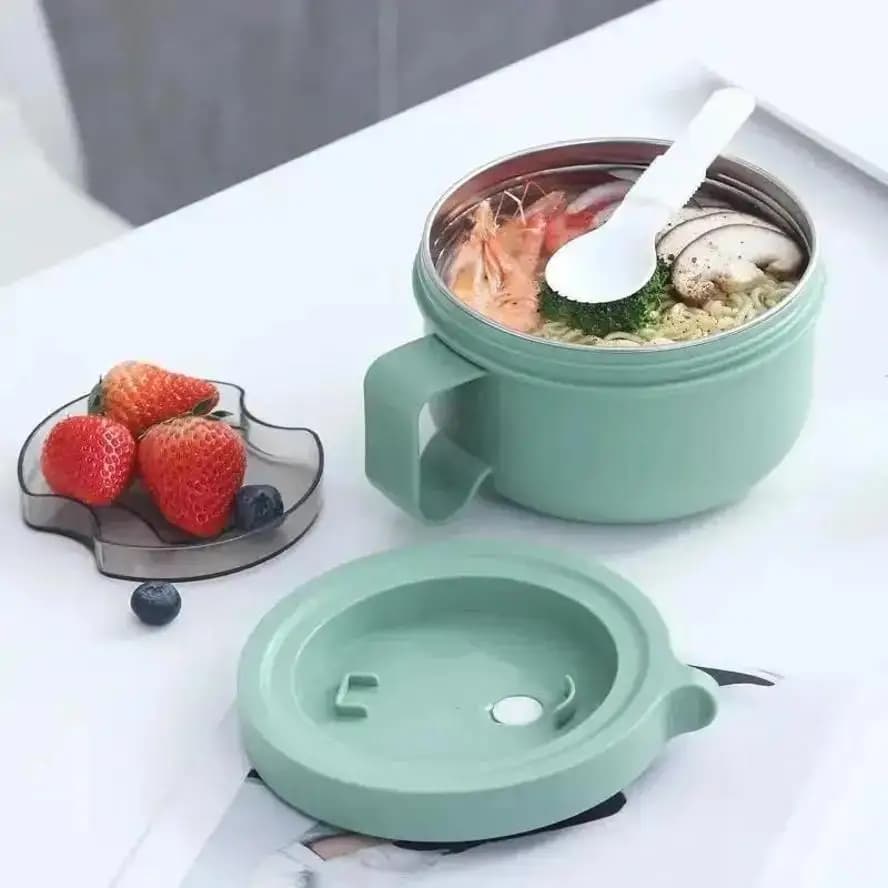 Secchio isolante per alimenti in acciaio inossidabile da 450 ml Stoviglie pieghevoli portatili Studente Lunch Box per colletti bianchi sigillato e a prova di perdite