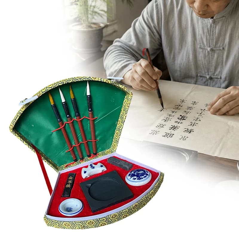 Chinese Calligraphy Kit for Beginners 1Set Writing Brush Pen Ink Sumi Art Decor Traditional Calligraphy Set School Supplies