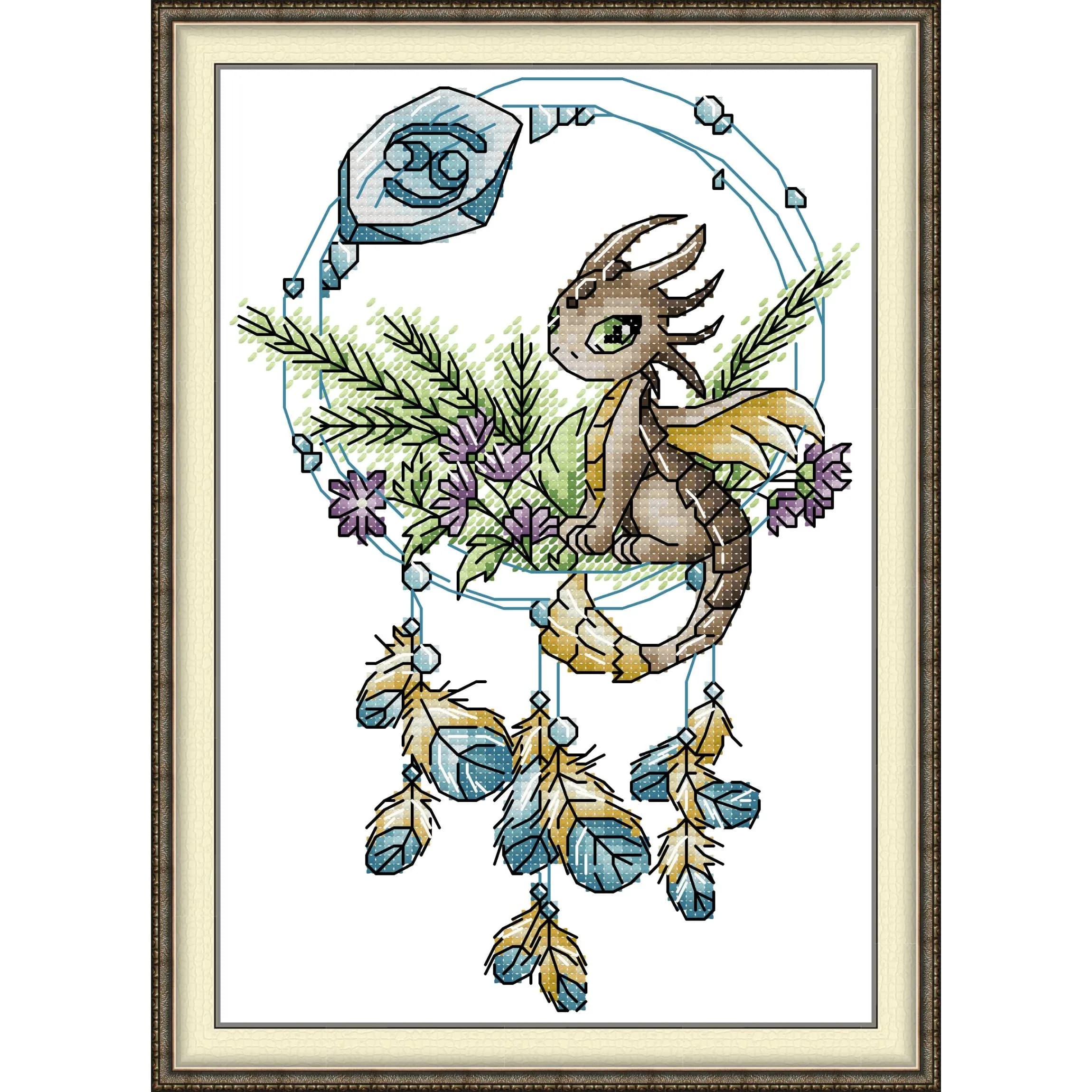 News Pre-Printed Cross Stitch Kit, Stamped Aida Fabric With DMC Threads, Embroidery Kit, Easy To Follow - Dragon Cancer