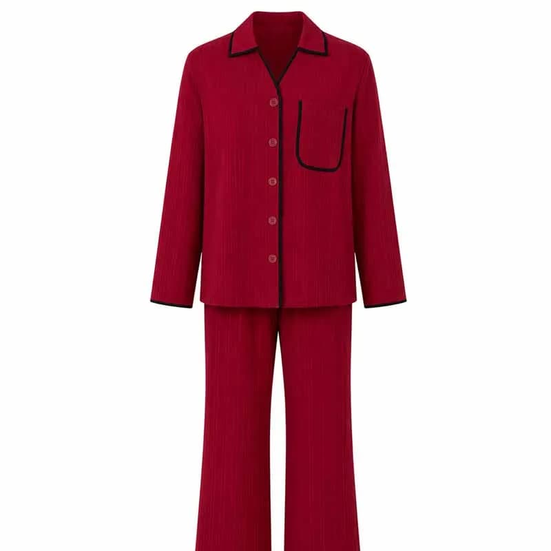Women Long Sleeves Shirt&pants Pajamas Set Autumn New Lapel Homewear Sleepwear Black Lines Mujer Loungewear Casual Loose Pjs