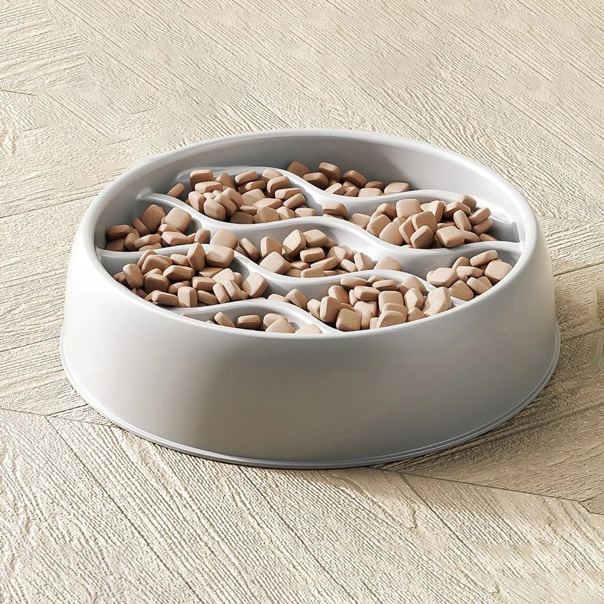 Ciotola per alimentazione lenta per animali domestici, design a colonna ondulata, doppio uso per acqua alimentare, facile da pulire, per cani e gatti