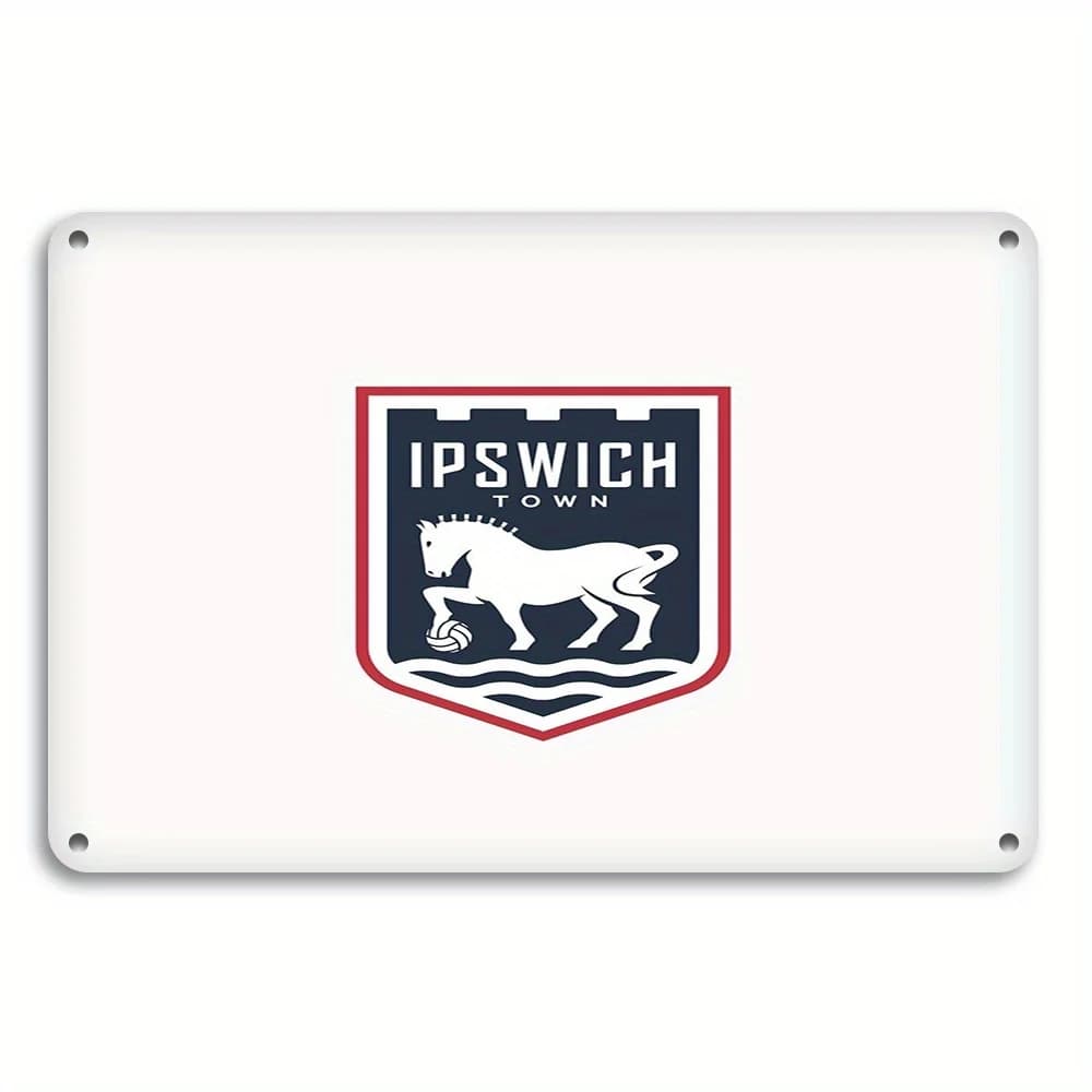Ipswich Town Vintage Metal Tin Sign - , Cartoon Football Star Design with rising action, Perfect for Home, Bar, Cafe, Restauran