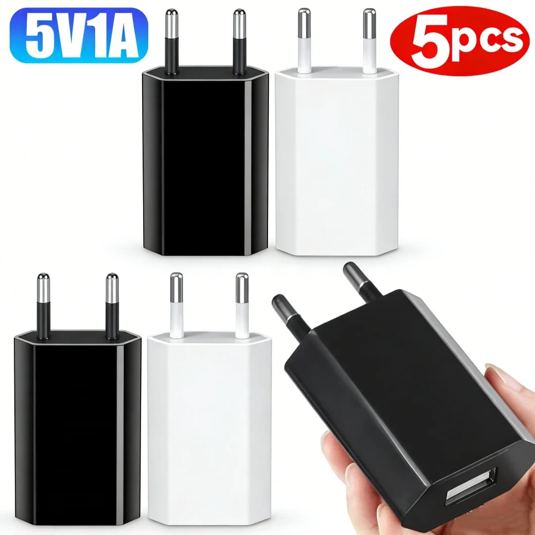 1-5 pezzi Mini caricatore universale da 5 V con presa europea USB per ricarica rapida del telefono, adattatore di alimentazione USB, caricatore da muro per iPhone Samsung Xiaomi Redmi