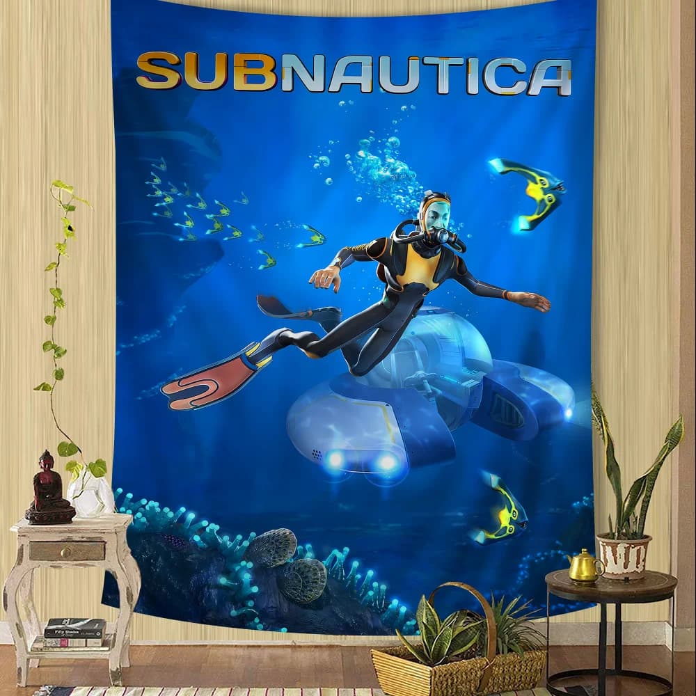 S-Subnauticas gioco Anime Tapestry Hippie Flower Wall tappeti Dorm Decor Wall Hanging Home Decor