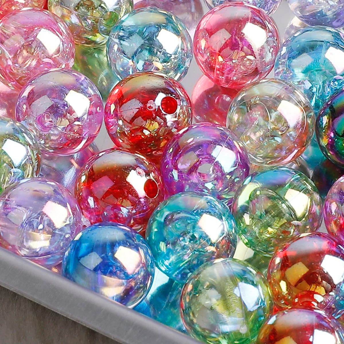 100Pcs/lot Mixed Color Crystal Round AB Spacer Beads Plastic Loose Beads Handmade Making Women Jewelry Diy Earrings Accessories