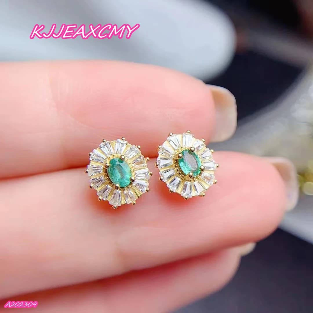 KJJEAXCMY Boutique di marca Gioielli in argento sterling 925 Smeraldo naturale Orecchini da donna Ragazza Regalo di compleanno Festa di Natale