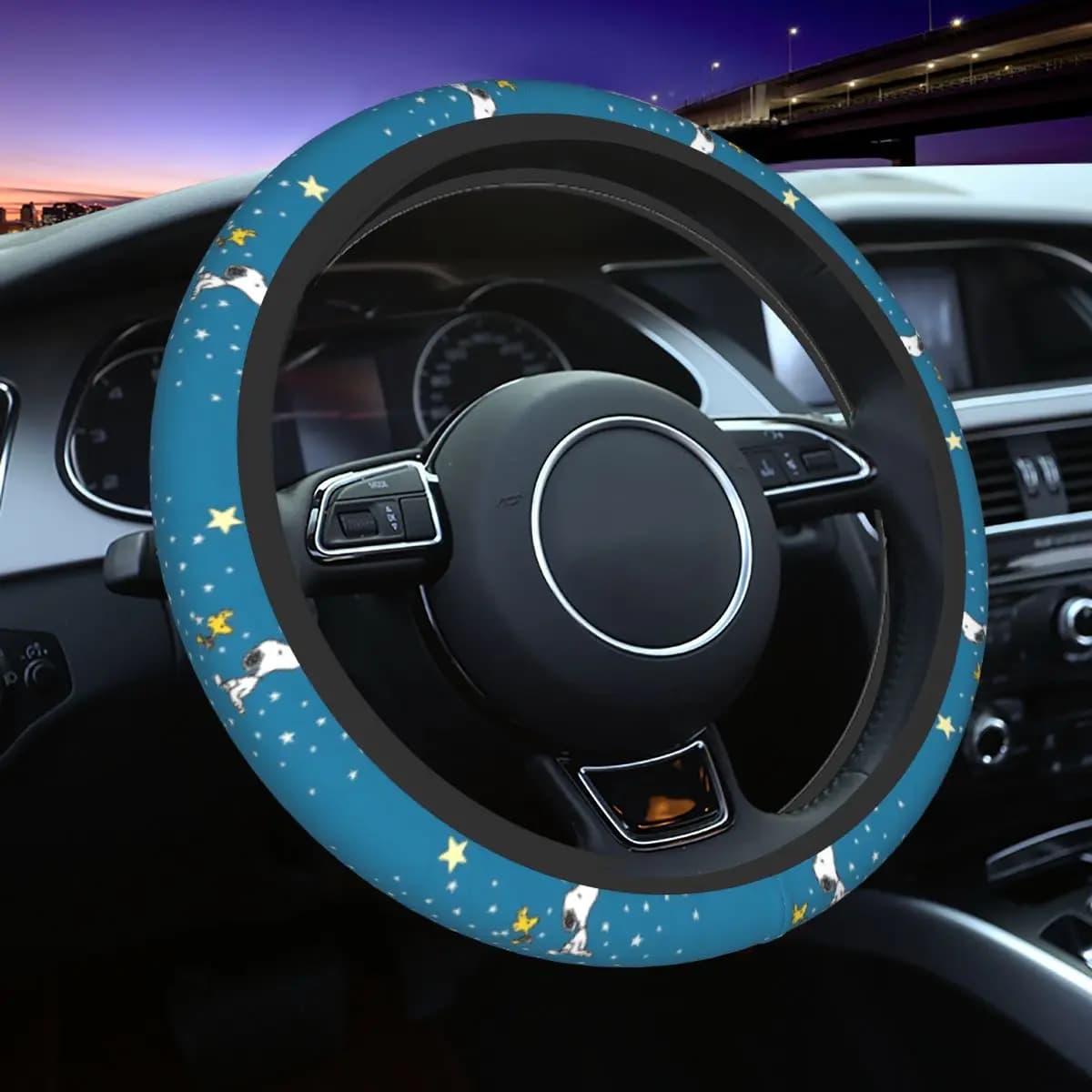 Coprivolante S-Dog-Snoopies Star da 38 cm, protezione per volante auto, adatto per SUV, accessori auto universali da 15 pollici