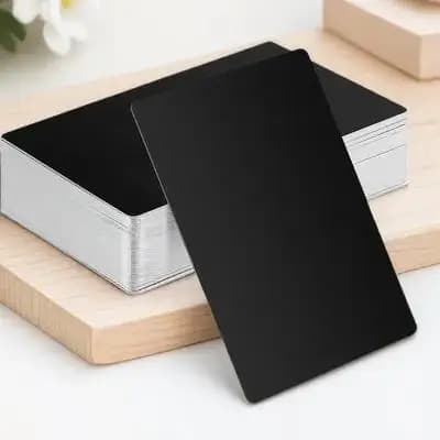 50 Pezzi Biglietti da Visita in Metallo Neri, Cartoncini Vuoti per Sublimazione, Incisione, Etichette Personalizzate Fai-da-Te, Biglietti da Visita Laser