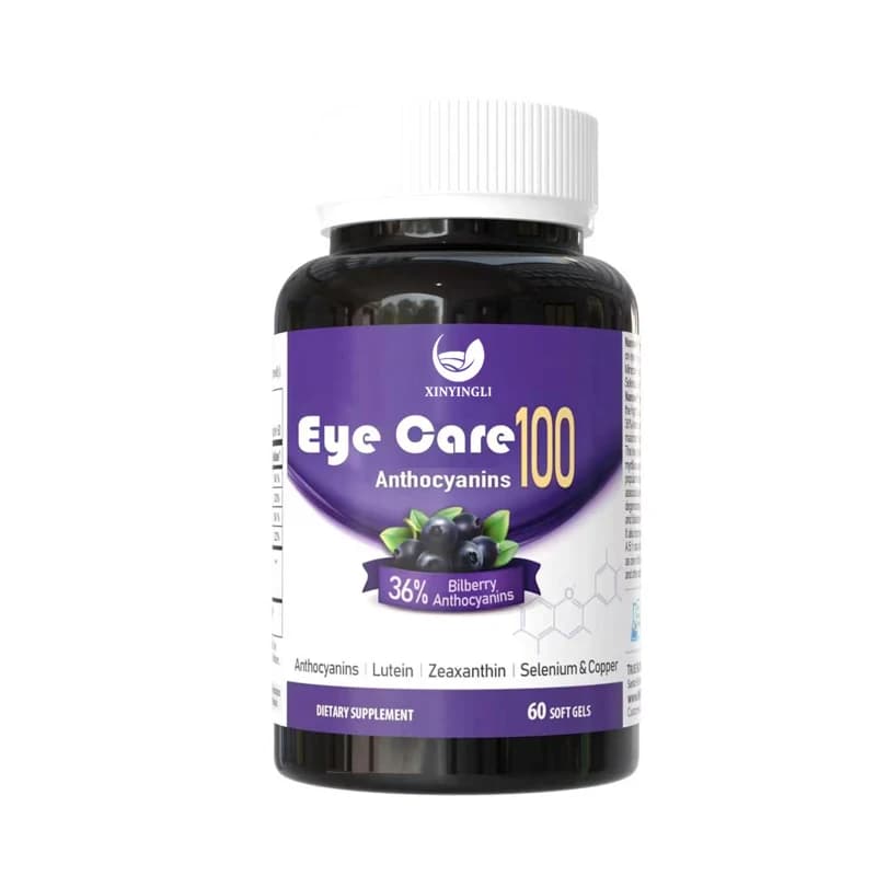 Eye Care Anthocyanin 100 - un integratore per la salute degli occhi che contiene mirtillo rosso, zeaxantina, luteina, antocianine, vitamine A ed E