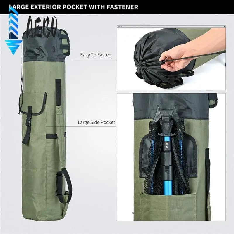 AEB0-LEO 5 canne da pesca borsa a tracolla per trasporto canna da pesca borsa porta attrezzatura borsa per riporre accessori per la pesca alla carpa all'aperto