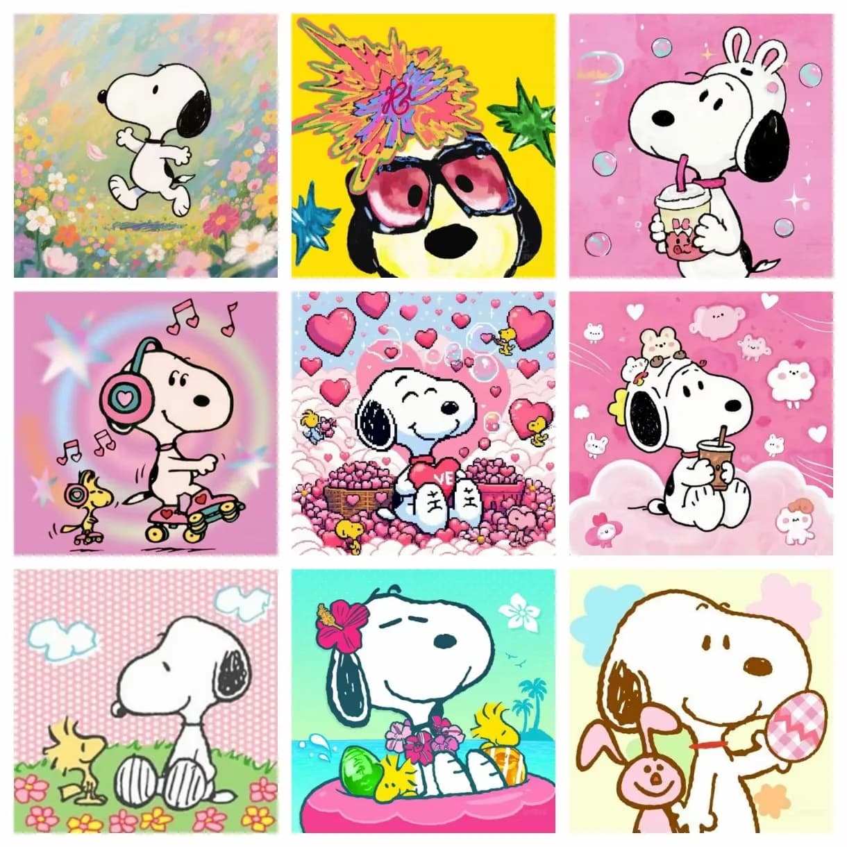 Pink Heart Kawaii Snoopy Diamond Painting Kits Full Square&Round Mosaic Handmade Art Home Decor DIY New Arrivals