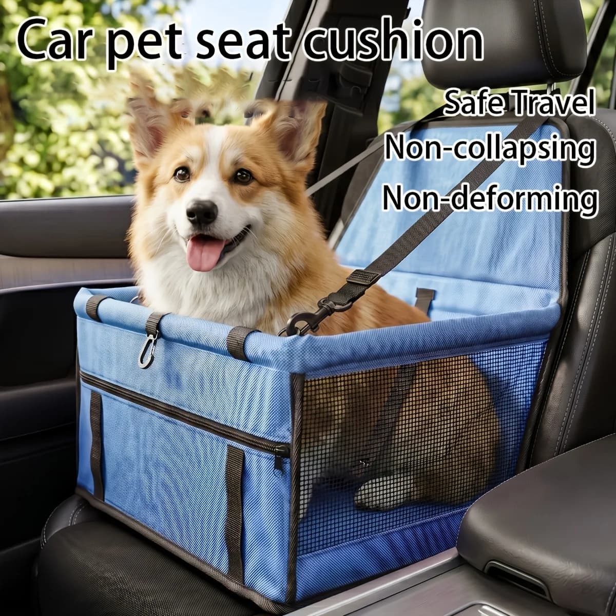 Sturdy Fabric Dog Car Seat Pet Travel Carrier Adjustable Safety Strap Comfy Cushion For Long Road Trip Reliable Travel Accessory