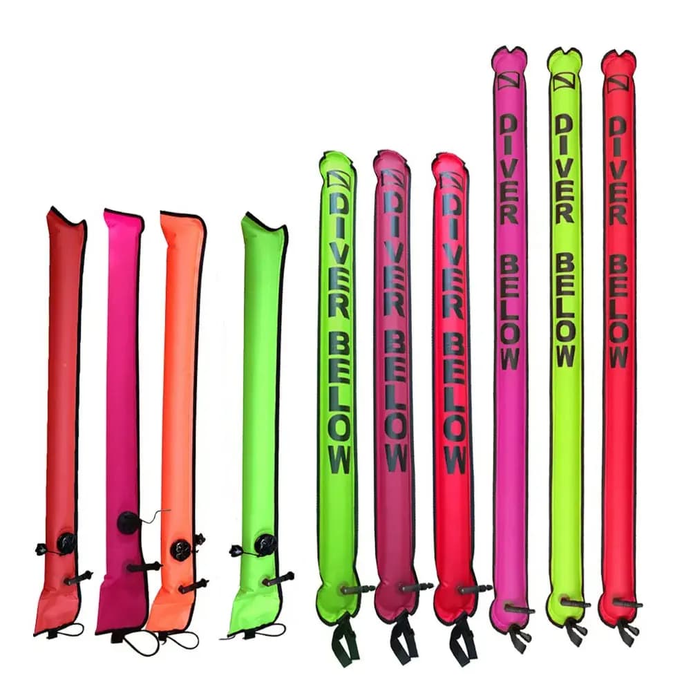 1.1M-1.8M Buoy for surface indicator for underwater dives at closed ends SMB Drift Diver ascending signal tube Safety sausage for snorkeling