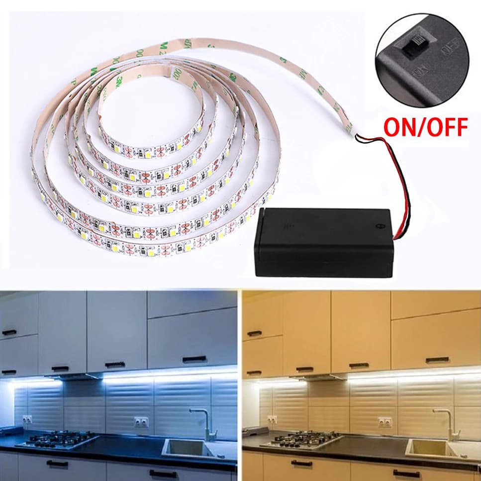DC 5V AA Alimentato a batteria Striscia LED SMD 2835 60Leds/m TV Retroilluminazione Room Decor Flessibile Ribbbon Corda Luci a LED