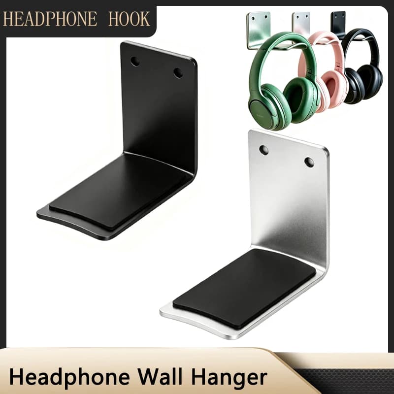 Universal Headphone Stand Adhensive Alloy Wall Mount Hanger Under Desk Headset Rack Holder Support for Gaming Earphone Bracket