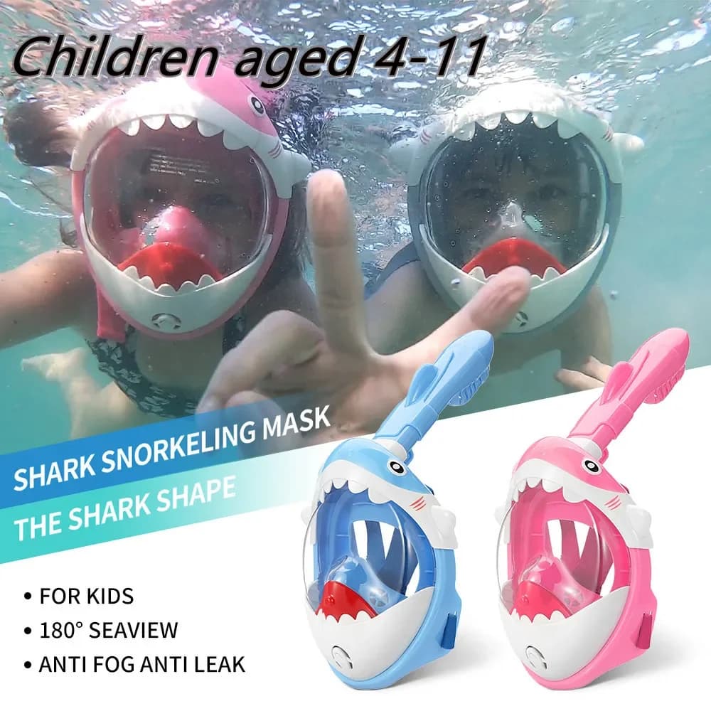 Kids Cartoon Diving Mask Swimming Full Face Snorkeling Mask Girls Underwater Scuba Anti Fog Snorkel Set Kids Equipment