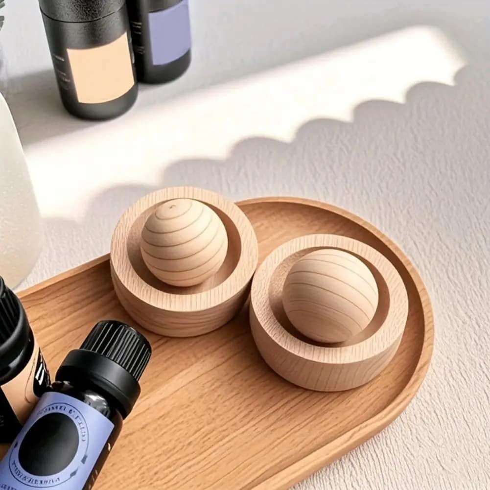 Diffusore Elimina Odori in Legno, Diffusore di Oli Essenziali a Sfera Rotonda, Piccolo Diffusore Passivo per Aromaterapia per Ufficio, Casa, Auto, Spa