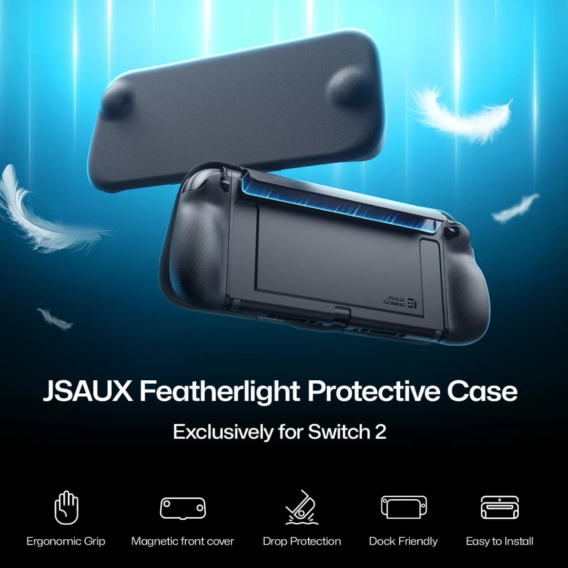 Custodia Protettiva Ultraleggera Esclusiva per Switch 2, Cover Frontale Magnetica Rimovibile, Supporto Regolabile da Viaggio per Switch 2
