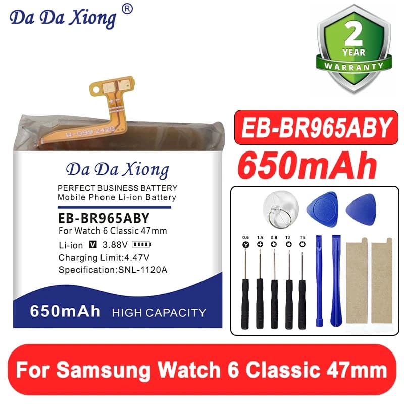 DaDaXiong 100% nuova batteria per smartwatch EB-BR965ABY da 650 mAh per batterie Samsung Watch 6 Classic 47 mm