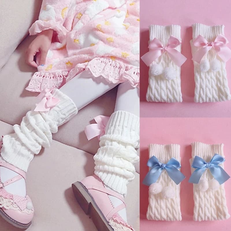 Women's Preppy Style Preppy Girl's Scales Japanese Sweet Footwear Chicks Boot Covers Lolita Chunky Twist Cable Knit
