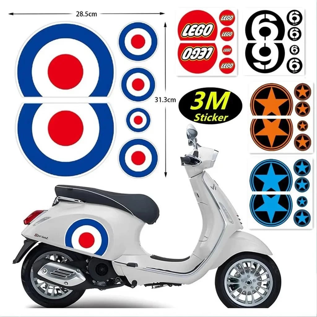 Adesivi per carenatura casco scooter coda cinque stelle decalcomanie accessori per Vespa GTS GTV LXV Sprint Primavera 125 150 200 250 300