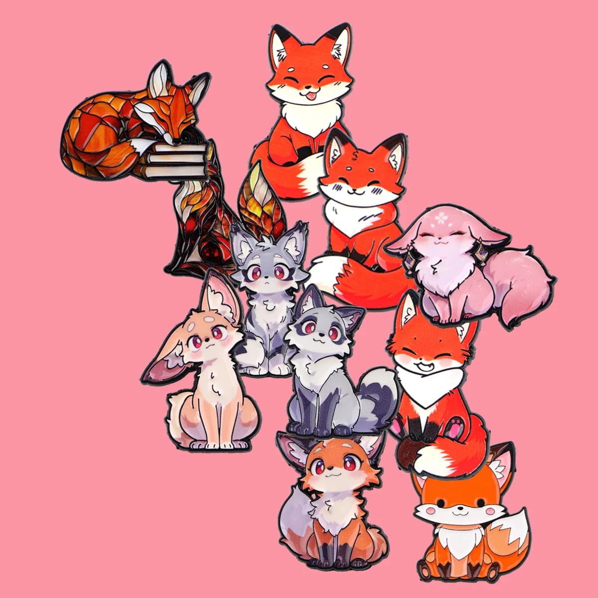 Cartoon Fox Enamel Pin Cute Alien Cat Animals Brooches Bag Lapel Pins Badges on Backpack Accessories Decorative Jewelry Gifts