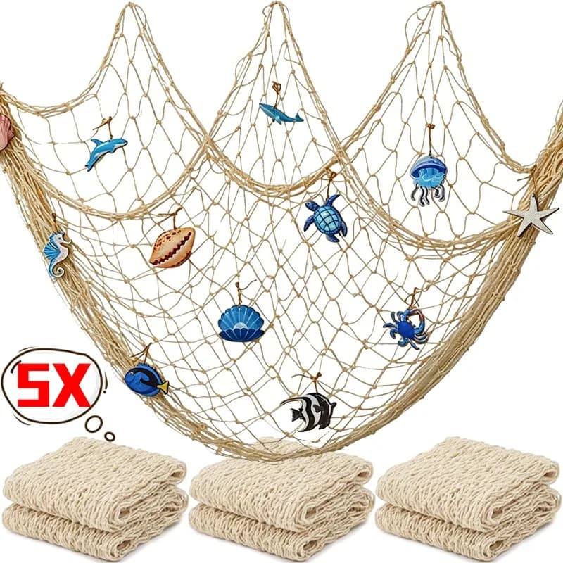 S/L Fishing Net Decor Hanging Ornaments Summer Beach Kids Room Birthday DIY Party Decoration Wall Hanging Mesh Photo Props