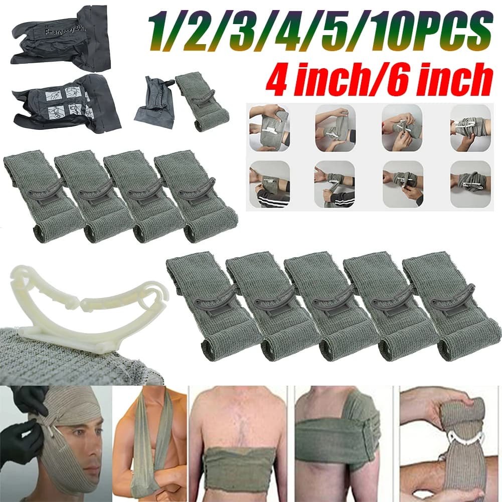 10-1PC benda israeliana 4/6 pollici fasciatura a compressione di emergenza medicazione per ferite compressione da combattimento Trauma tattico pronto soccorso medico