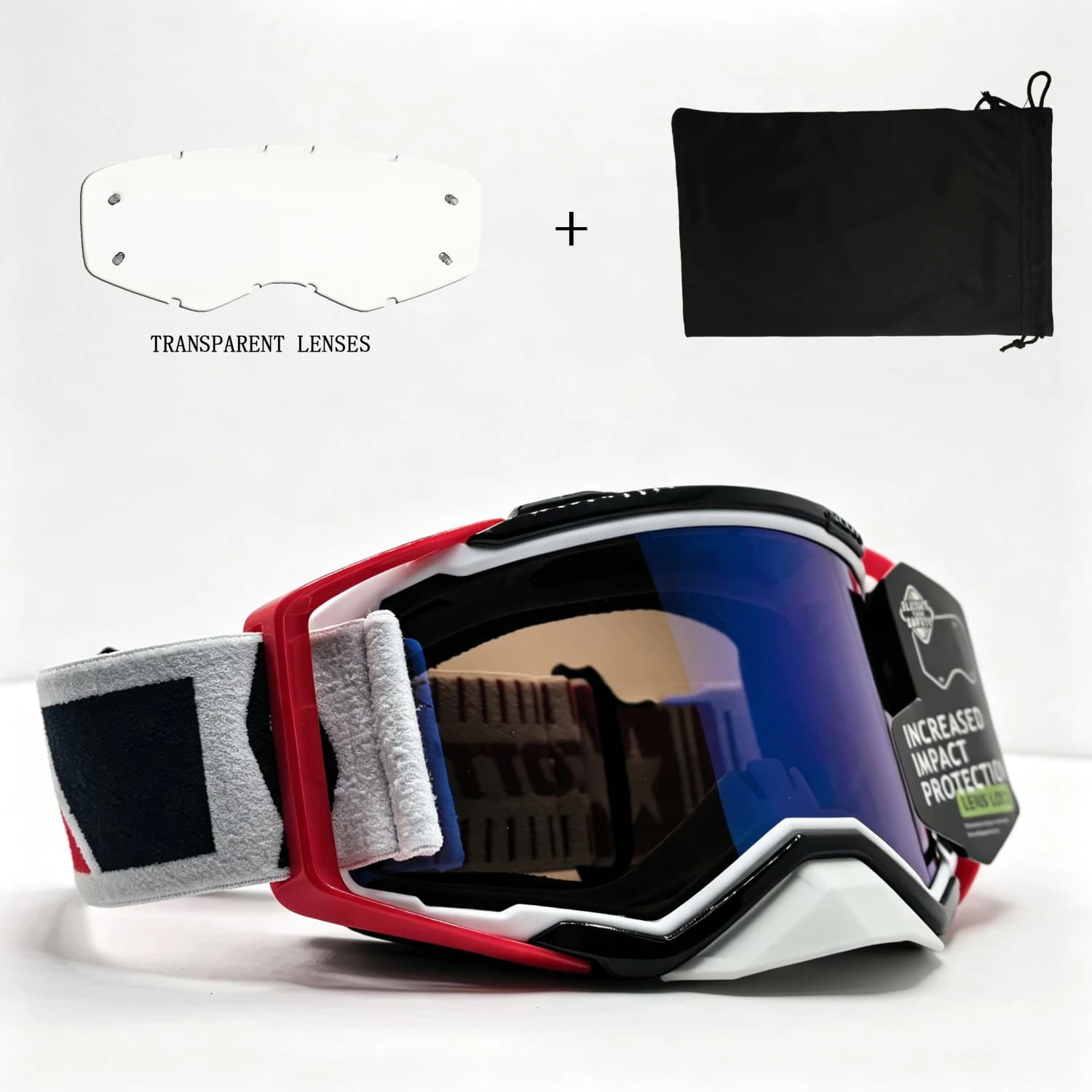 Motocross MX ATV Cycling Ski Goggles Set HD UV400 Anti-Impact Replaceable Lens Anti-Slip Helmet Compatible Outdoor Goggles