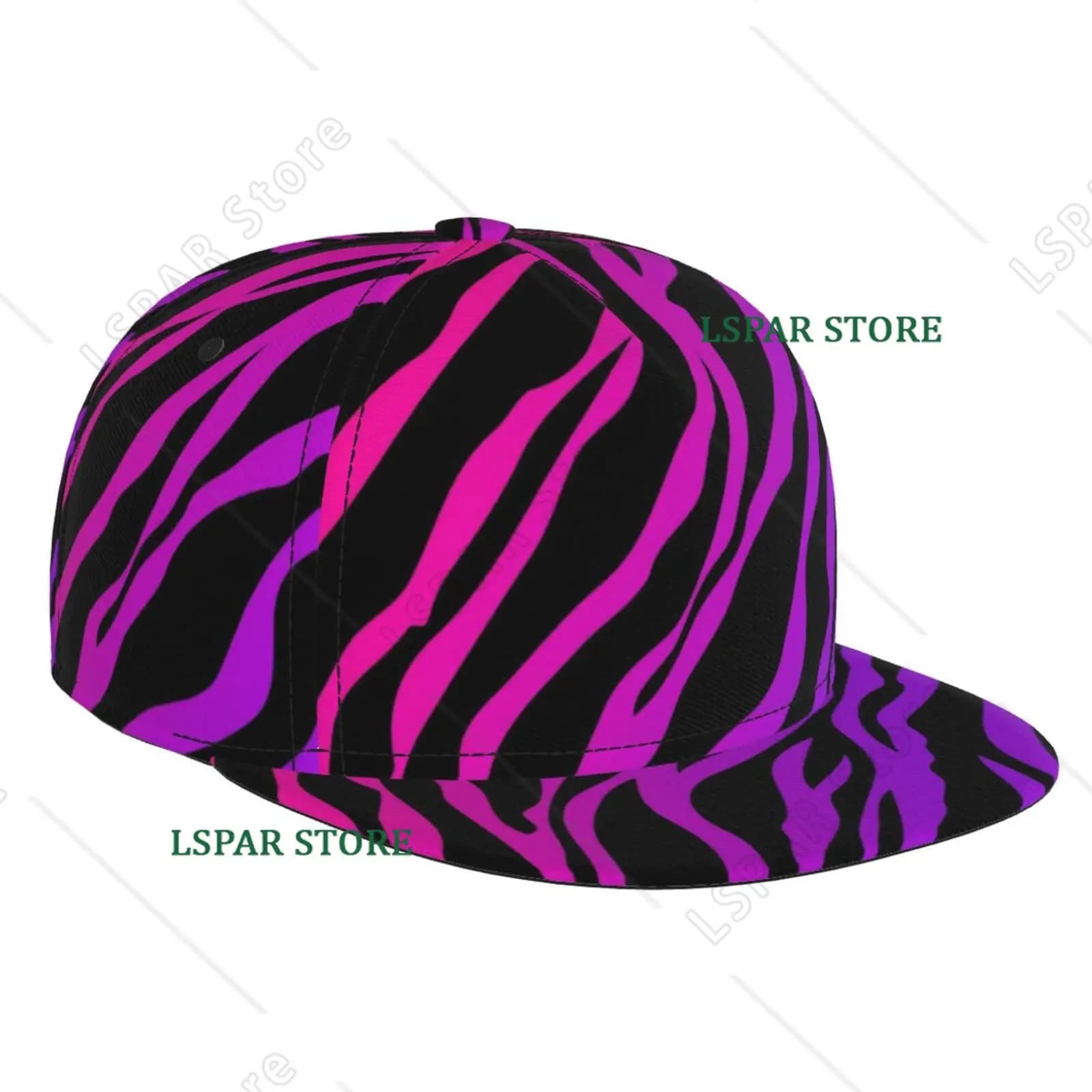Pink Leopard Print Pattern Flat Brimmed Hat Street Skateboarding Hip-hop Hat Outdoor Casual Sun Shading Baseball Hat Universal