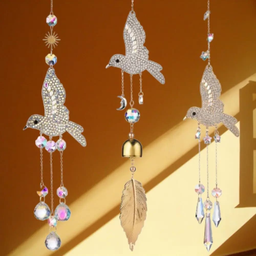 Colorful Hummingbird Crystal Suncatcher Hanging DIY Crafts Wind Chime Hanging Ornaments Handmade Rainbow Catcher