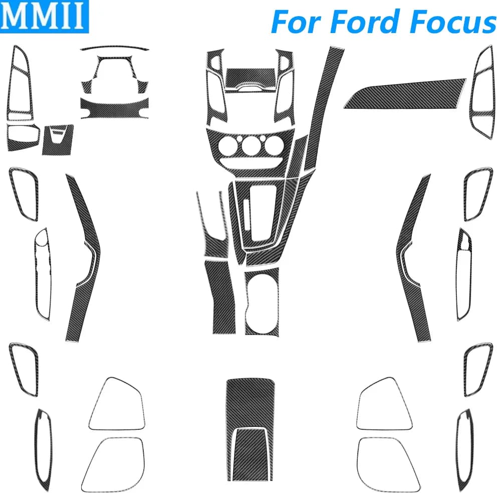 Per Ford Focus MK3 2012-2014 Set di Finiture in Fibra di Carbonio per Console Centrale, Leva del Cambio, Bocchette Aria, AC, CD, Alzacristalli, Accessori Auto, Adesivi