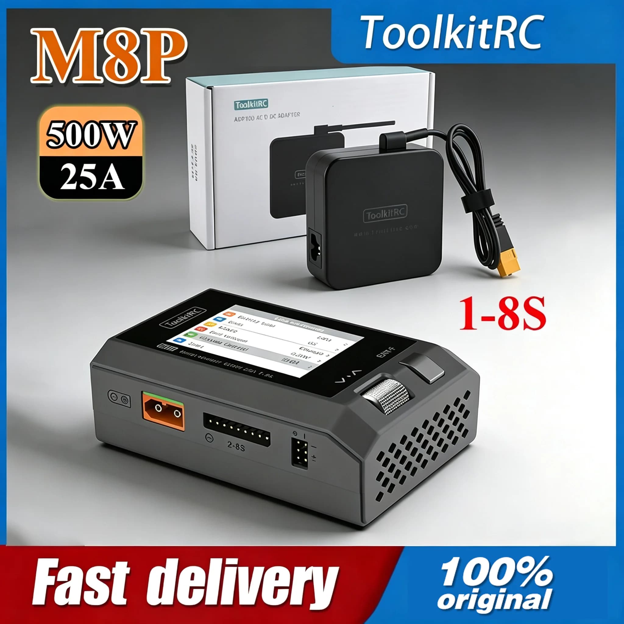 ToolkitRC M8P M8S Upgraded Version 600W 20A DC Balance Charger Discharger for 1-8S Lipo Battery Checker ESC Tester Receiver