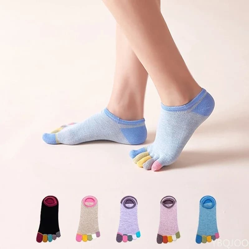 5 paia di calzini primaverili invisibili in puro cotone, colorati, carini, casual, morbidi, traspiranti, deodoranti, invisibili, a 5 dita, stile Harajuku