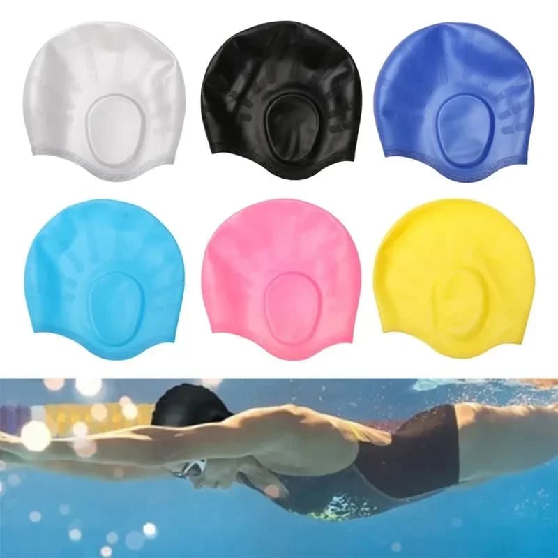 Silicone Swimming Cap for Men Women with Ear Protection Diving Bathing Hats Beach Pool Caps Swimming Accessories Water Games