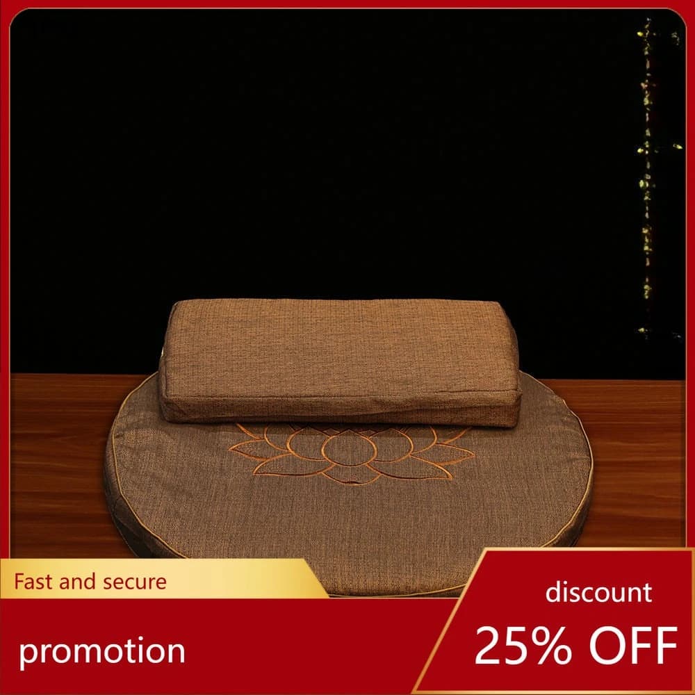 Cz lotus cushion, round meditation mat, religious supplies, bright linen brown board coconut fiber prayer mat kneeling pad