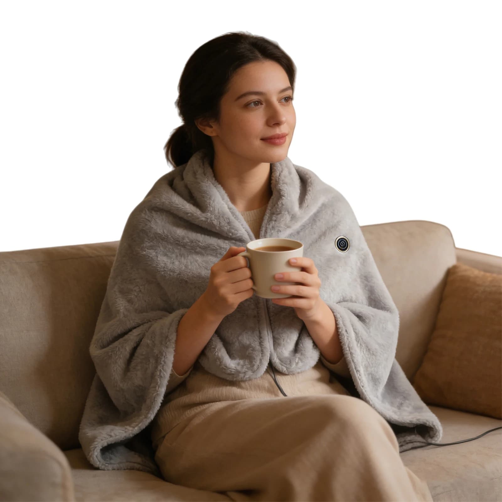 Coperta Riscaldante Elettrica USB Portatile con 3 Livelli di Calore, Sciarpa Riscaldante Lavabile per Campeggio, Viaggi, Ufficio