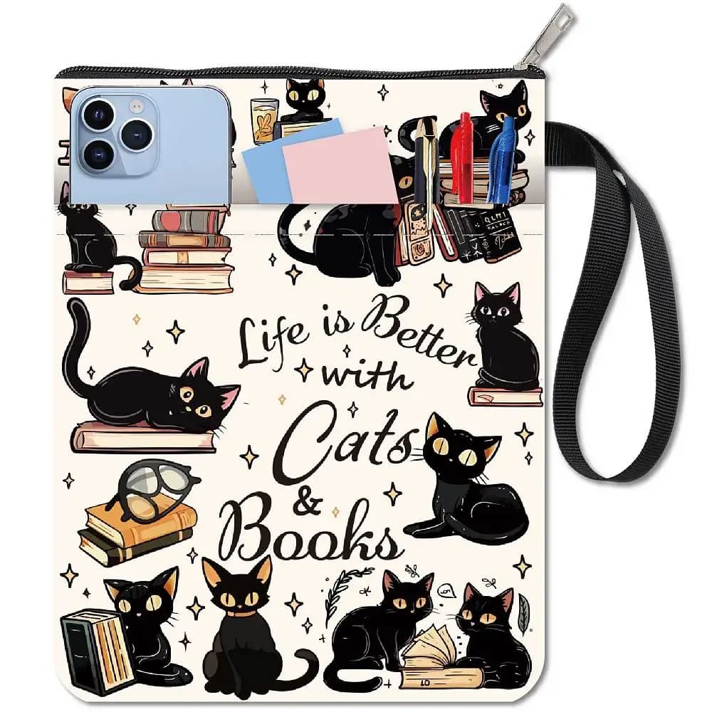 1 copertina per libro in stoffa per notebook, involucri rettangolari a forma di gatto, 280 x 220 mm