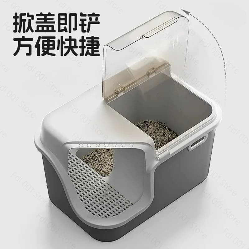 Oversized Corridor Sandbox for Cat Enclosed Litter Tray Odor Splash-Proof Kitten Toilet Convenient Lid Pet Clean Cat Litter Box