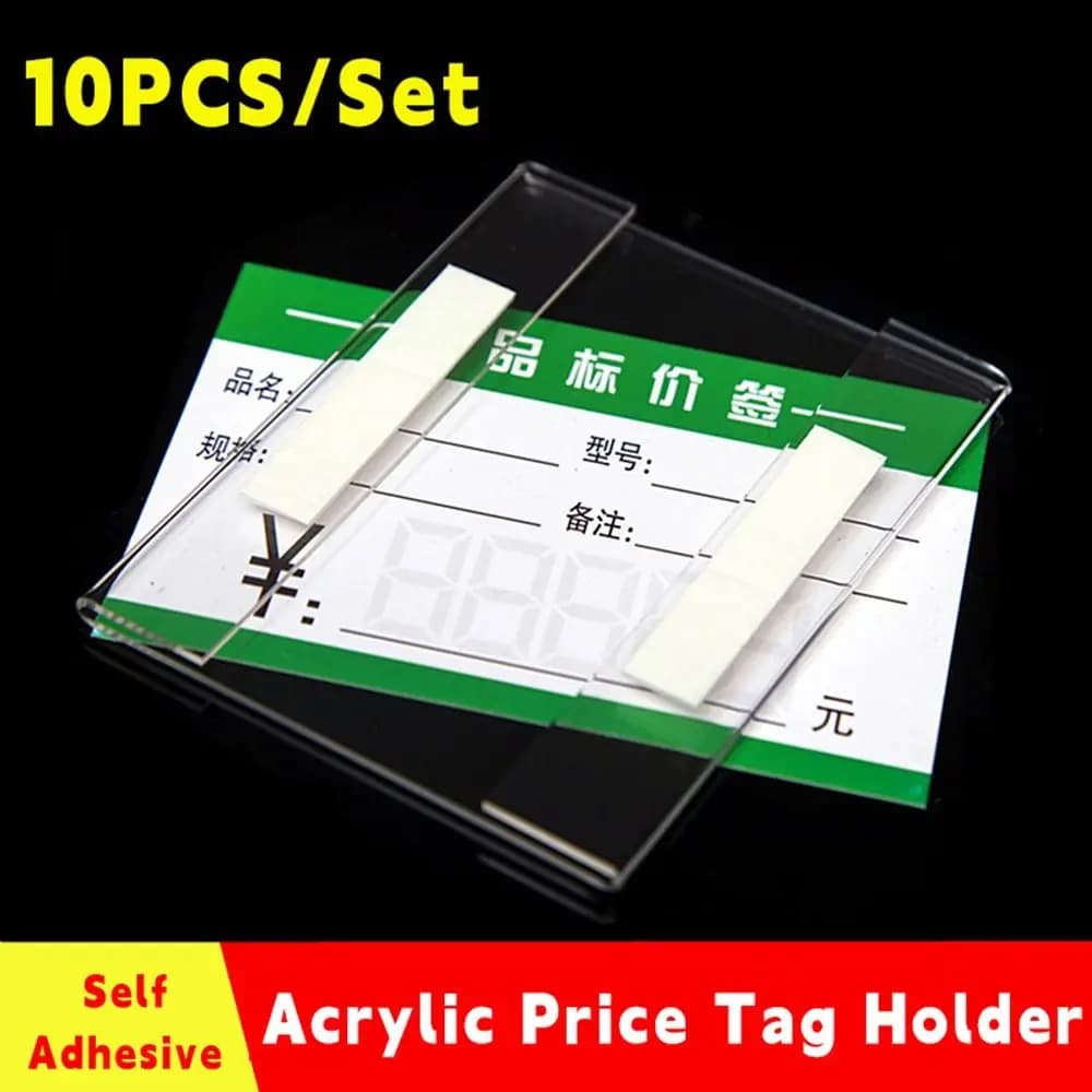 10 pz/set porta cartellino del prezzo acrilico multifunzionale espositore per etichette autoadesive trasparenti porta biglietti da visita supermercati