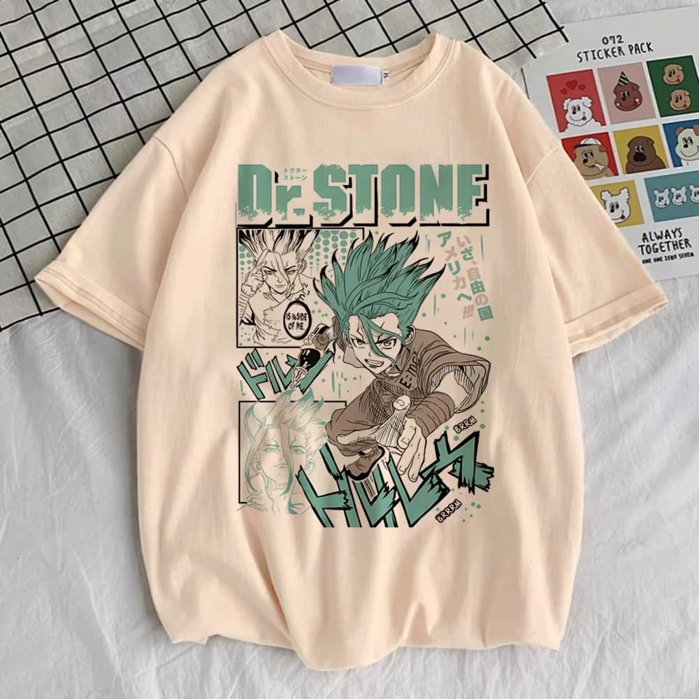 Maglietta Dr Stone da donna Harajuku, comoda maglietta con grafica digitale, estetica anime anni '80, cultura pop anni '00, hip hop 2026