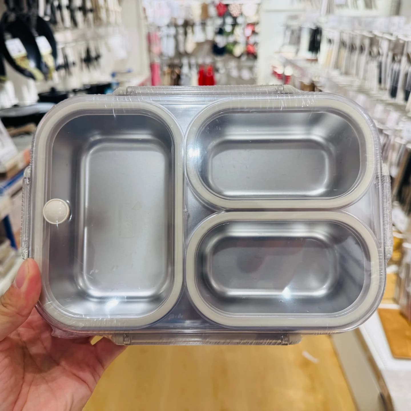 NITORI Contenitore per Pranzo in Acciaio Inox con Scomparti, Scaldabile nel Microonde, per Lavoratori d'Ufficio, Bento Box Quadrato