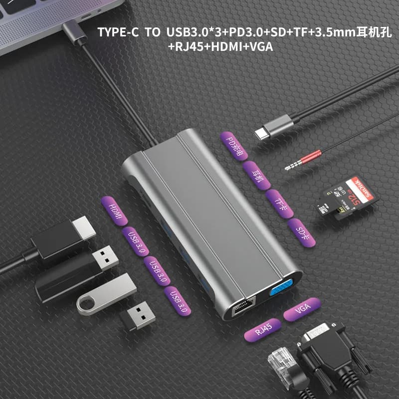 Dock di espansione tipo-chub3.0 prolunga USB convertitore per notebook gigabit docking station cavo di rete per scheda SD