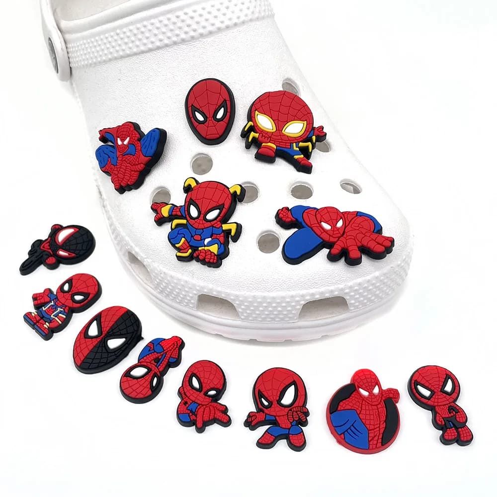 13pcs/set Spider-Man PVC Soft Rubber Decorative Buckle Shoe Charms Accessories for Crocs Sandals Fashion Toys Xmas Gifts