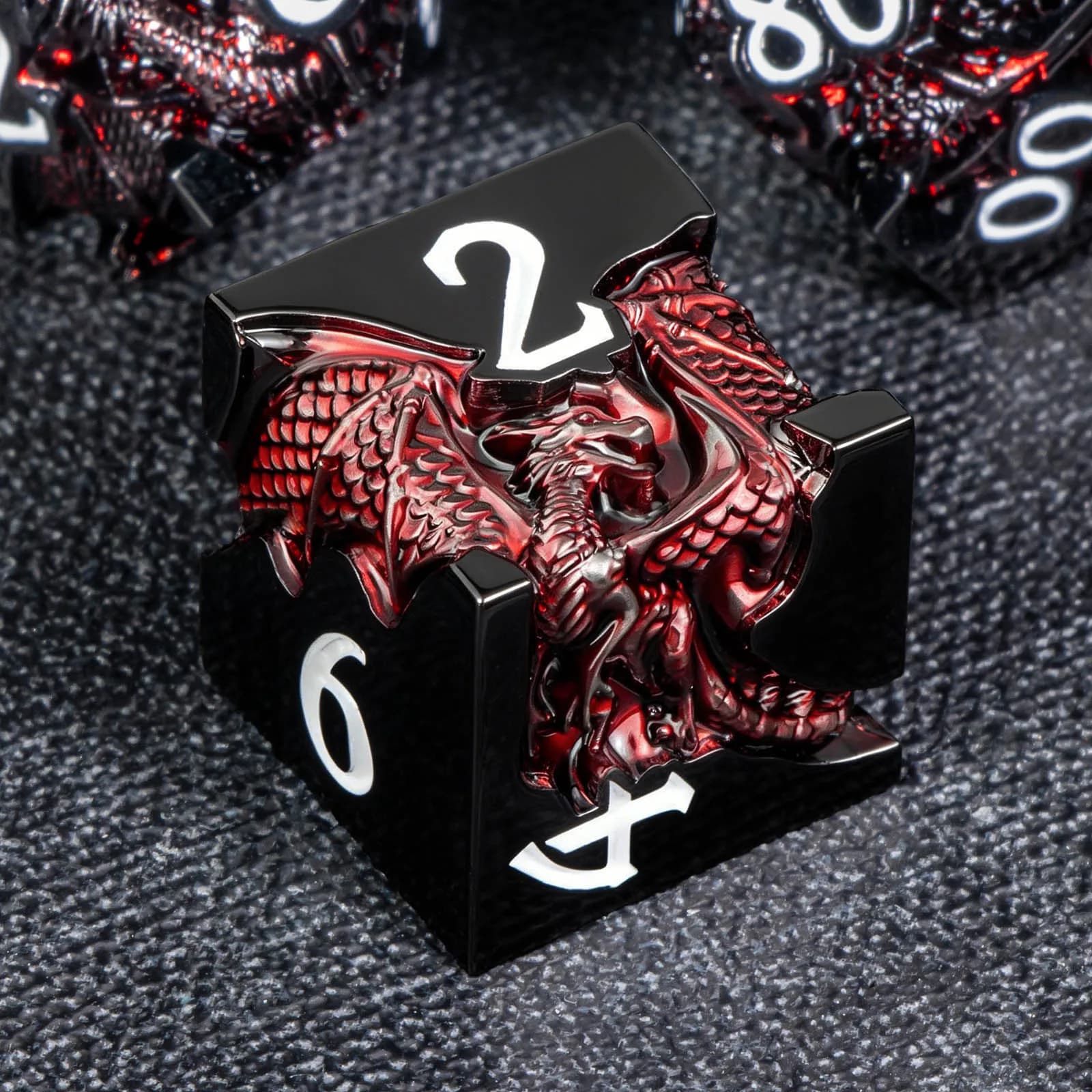 Dragon DND Dice Set for Role Playing Game, Red Metal D&D Dice Set Dungeons and Dragons, 7Pcs RPG Polyhedral D and D Dice Set