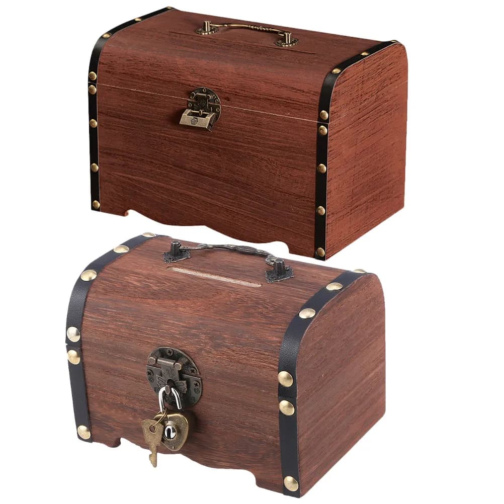 2 Pieces Vintage Treasury Baule in Wood, Small Storage Boxes, Retro Locker and Jewelry Boxes